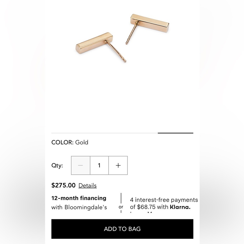 MOON & MEADOW NWT Bar Stud Earrings in 14K Gold-Bloomingdale’s Exclusive